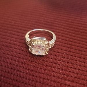 Radiant Silver Women's Ring with Clear Gemstone